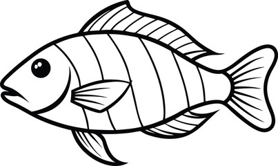 Parrot Fish Line art Design with white background