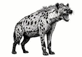 Obraz premium Hyena drawing illustration angry animal wildlife predator art design