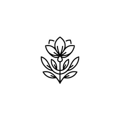 Minimalist Line Art Flower Logo on White Background