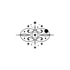 Celestial Mandala: Minimalist Black & White Design