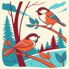 Ultramarine Flycatcher  cute blue bird perching on top mossy stick over far blur green background in shaded sun lighting, amazing nature