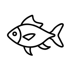black skirt tetra fish vector icon, simple black outline line icon of black skirt tetra fish, aquarium fish vector line art icon