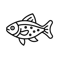 celestial pearl danio fish vector icon, simple black outline line icon of celestial pearl danio fish, aquarium fish vector line art icon