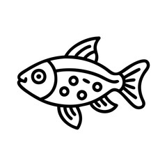 celestial pearl danio fish vector icon, simple black outline line icon of celestial pearl danio fish, aquarium fish vector line art icon