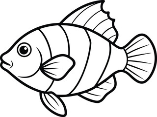Parrot Fish Line art Design with white background