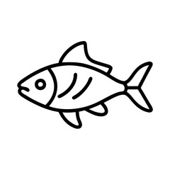 cherry barb fish vector icon, simple black outline line icon of cherry barb fish, aquarium fish vector line art icon