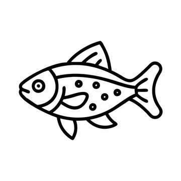 recommend clip art: celestial pearl danio fish vector icon, simple black outline line icon of celestial pearl danio fish, aquarium fish vector line art icon