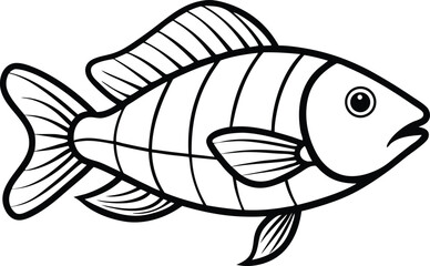 Parrot Fish Line art Design with white background