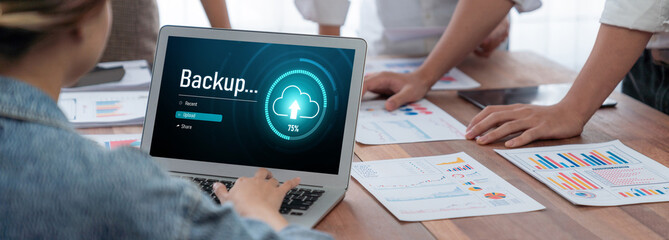 Backup Storage Data Internet Technology Business concept. Database storage cloud technology file...