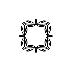 Elegant Minimalist Square Frame with Leaf Motifs on White