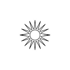 Minimalist Sun Icon: Black Line Art on White Background