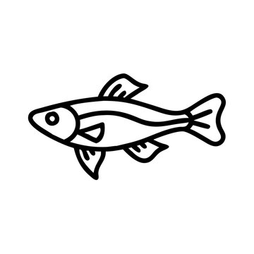endler s livebearer fish vector icon, simple black outline line icon of endler s livebearer fish, aquarium fish vector line art icon