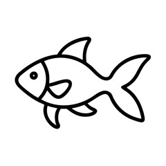 goldfish vector icon, simple black outline line icon of goldfish, aquarium fish vector line art icon