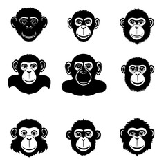 Fototapeta premium Collection of Chimpanzees vector designs, Chimpanzees vector image