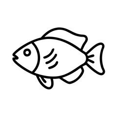 gourami fish vector icon, simple black outline line icon of gourami fish, aquarium fish vector line art icon
