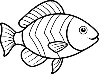 Parrot Fish Line art Design with white background