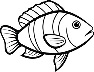 Parrot Fish Line art Design with white background
