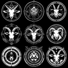 Collection of Goats mandala vector design, Goats vector image