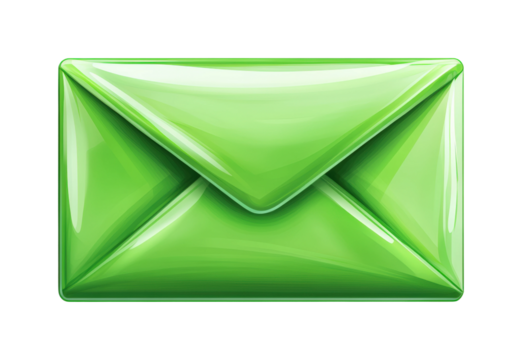 Innovative green email icon for digital communication isolated on transparent background, png - Powered by Adobe