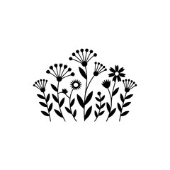 Minimalist Floral Silhouettes on White: Decorative Design Element