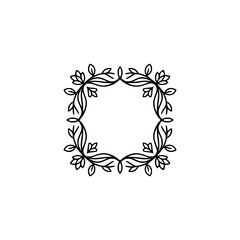 Minimalist Floral Square Frame, Elegant Monoline Design
