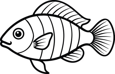 Parrot Fish Line art Design with white background
