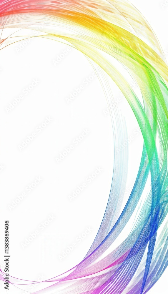 Aufkleber minimalist rainbow frame design with multicolored lines on clean white background