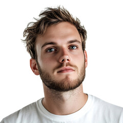 A Man with Guilty Expression and Beard Isolated on Transparent Background