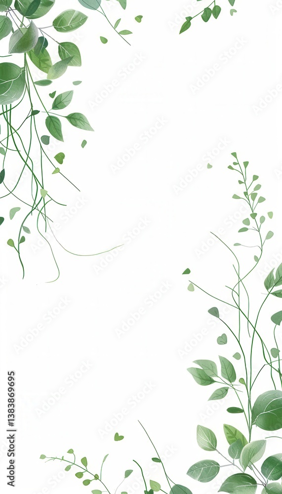 Poster minimalist wellness frame with green abstract lines and subtle heart patterns for health-themed desi