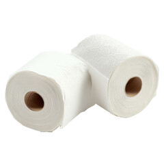 Fototapeta premium Rolls of toilet paper arranged on a clean Transparent background for household and personal care needs, Toilet paper isolated on PNG background
