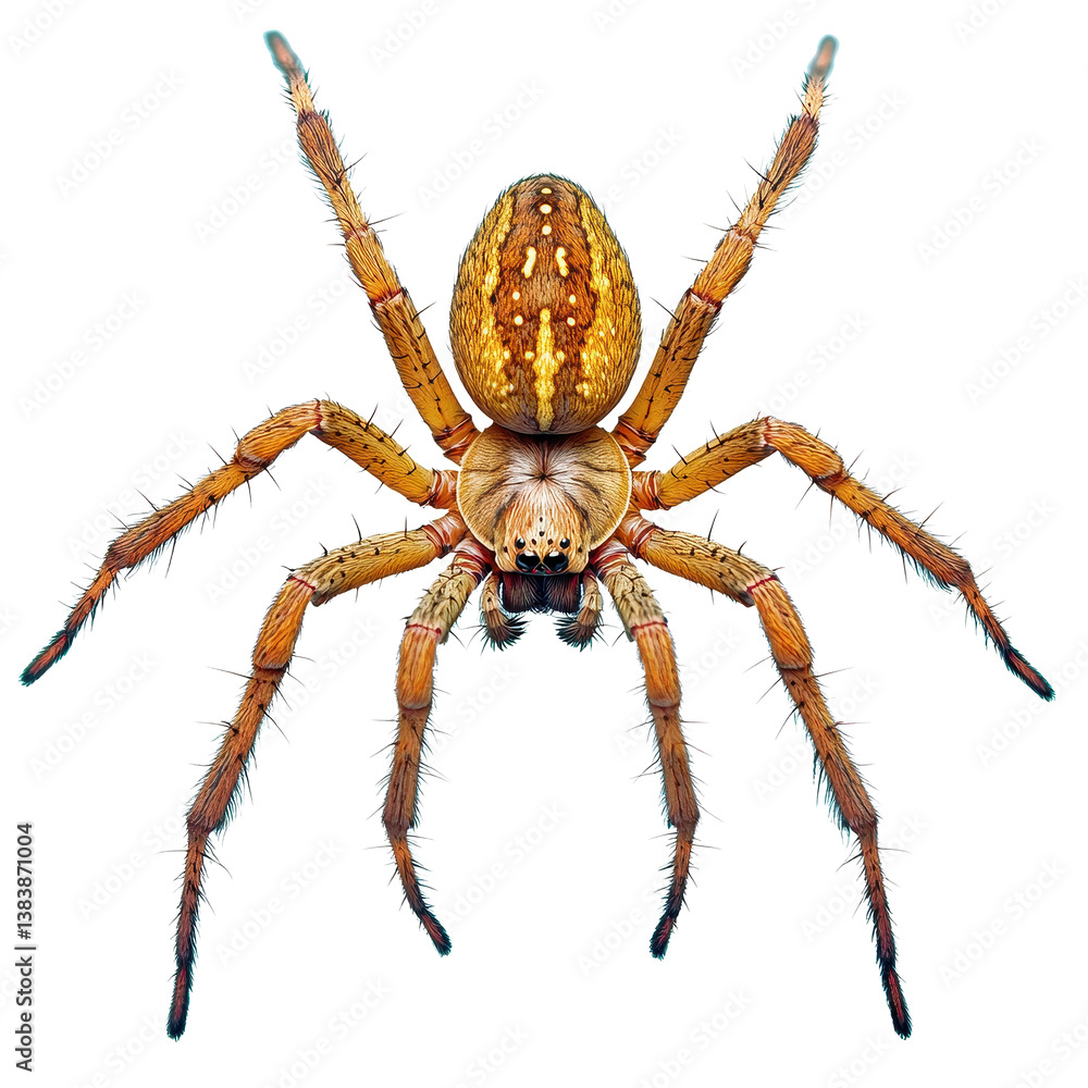 Poster large spider isolated on a white background showcasing its intricate body structure and natural colo
