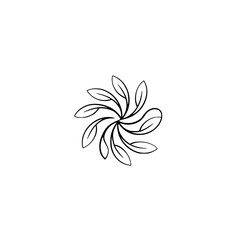 Minimalist Leaf Mandala Icon on White Background