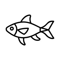 harlequin rasbora fish vector icon, simple black outline line icon of harlequin rasbora fish, aquarium fish vector line art icon