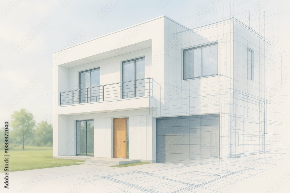 Poster modern architectural vision with simple lines and clean design