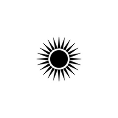 Simple Black Sun Icon on White Background