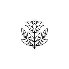 Minimalist Floral Logo: Black Line Art, Simple Design