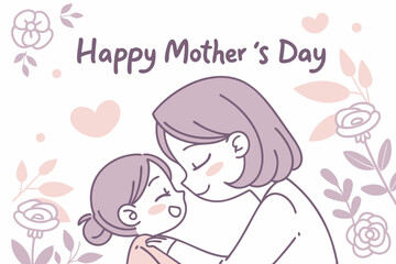 Sweet Mother's Day Illustration A Tender Embrace Between Mom and Child
