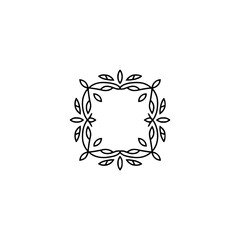 Minimalist Botanical Square Frame Icon, Clean Lines, Logo Design