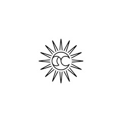 Obraz premium Minimalist Sun and Moon Symbol: Celestial Design on White