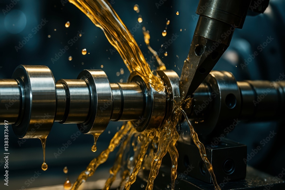 Poster high precision machining of camshaft with fluid dynamics in action