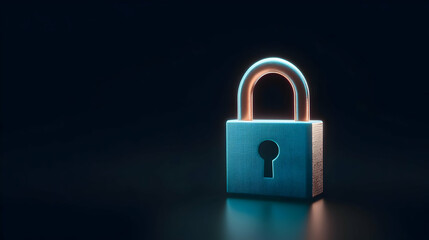 Naklejka premium Glowing 3D Security Lock On Dark Background
