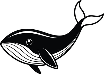 Obraz premium Blue Whale Line art Design with white background