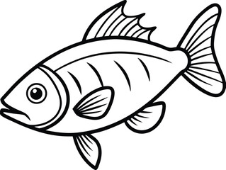 Buffer Fish Line art Design with white background