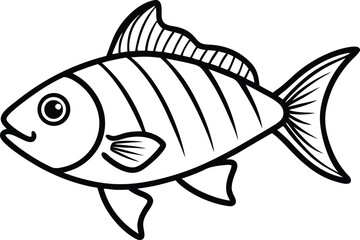 Buffer Fish Line art Design with white background