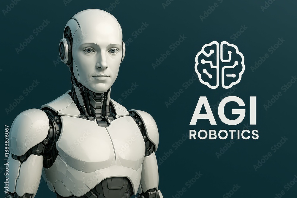 Aufkleber advanced robotics concept with futuristic human-like robot