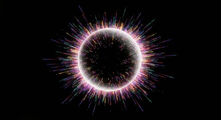Fototapeta premium Moon Burst: Celestial Energy - Symbolizing cosmic energy, art, vibrant light, celestial wonder, and technological advancement. A captivating of radiant energy