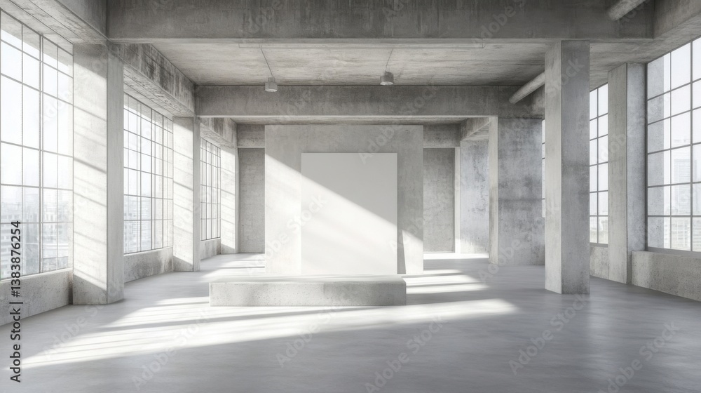 Poster a large empty room with a big window