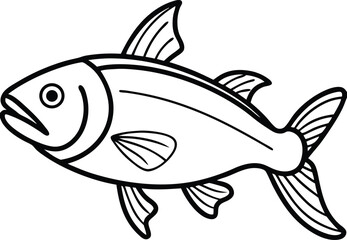 Buffer Fish Line art Design with white background