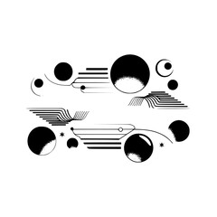 Abstract Geometric Composition with Grungy Black & White Elements