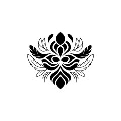 Obraz premium Elegant Black and White Floral Design Element on White Background